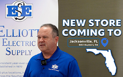  Elliott Electric Supply will be opening our first distribution center and electrical supply store in Florida soon in the Jacksonville, FL area.