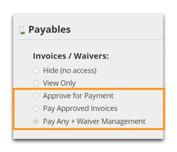 Waivers payables approval