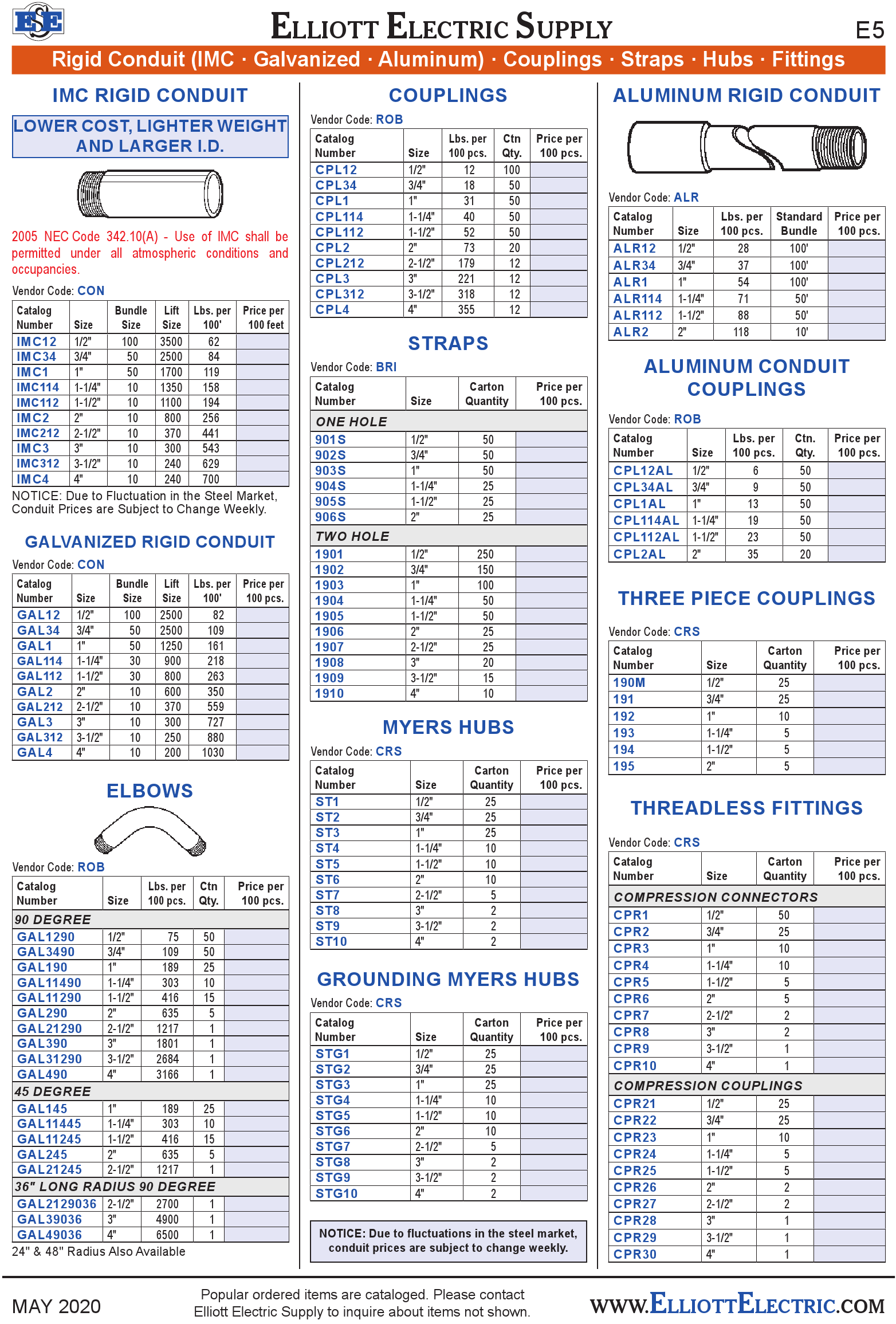 Rigid Conduit (Imc - Galvanized -A|Uminum) - Couplings - Straps - Hubs ...