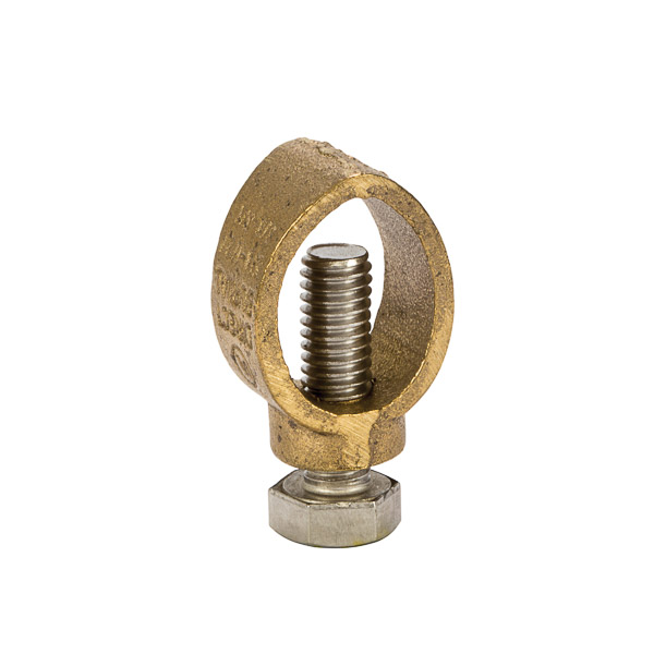 Bronze U-Bolt Clamp, 1/2″-3/4″ Pipe, 7/8″-1″ Rod, 250-2/0 AWG