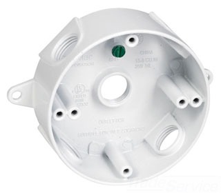 RB550WH - 4" Round WP WH Box - Five 1/2" Holes - 16 Cu In - Taymac